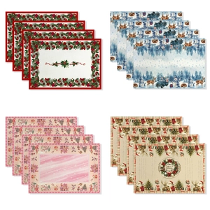 Christmas Placemats Waterproof Linen Cotton Heat Resistant Non-Slip Table Mats Snowman Santa Reindeer Festive Dining Decor