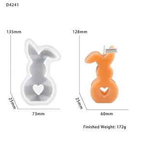 Macro detail of Easter bunny silicone mold with heart-shaped candle product measurements