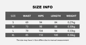 Detailed size chart for high waist leather skirt including waist and hip measurements