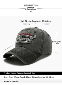 Gros plan détaillé de la broderie Hawaii et de la texture denim d'une casquette grise