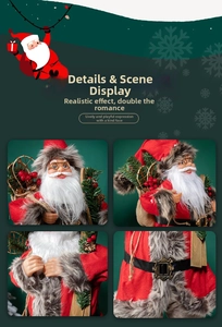Macro shot of Santa doll featuring gold glasses, thick white beard and bronze belt buckle
