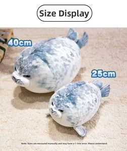 Detailed size comparison of two soft plush seal dolls in 40cm and 25cm specifications