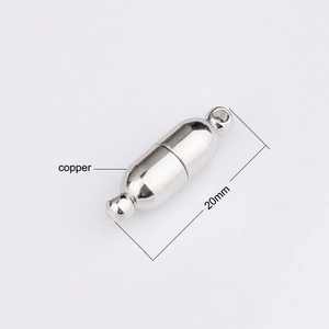 Detailed macro view of 20mm silver-plated copper bullet magnetic clasp connector for jewelry