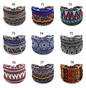 Grid display of nine African print elastic headbands with various tribal and geometric patterns