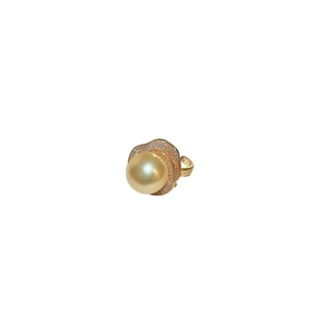 Bague élégante en perle dorée et fleurs serties de zircons au style luxueux vintage