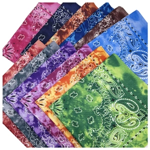 Colorful tie-dye paisley bandanas set in 12 colors for outdoor cycling and hip-hop