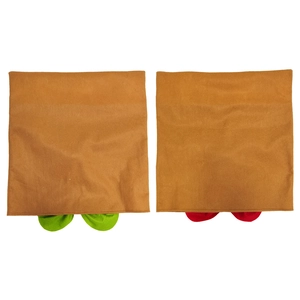 Gingerbread man style Christmas chair back covers in plush brown fabric for festive decor