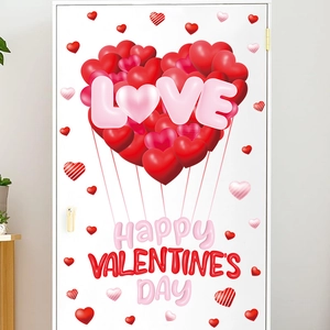 Valentine's Day Heart Balloon Wall Stickers PVC Love Window Decals For Romantic Home Holiday Decoration