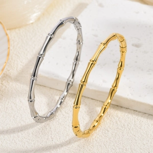 Minimalistisches Armband-Set aus 18K vergoldetem Edelstahl mit Bambus-Gelenk-Design