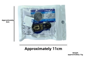 Detail view of the cricket noise maker prank kit components with battery and PCB