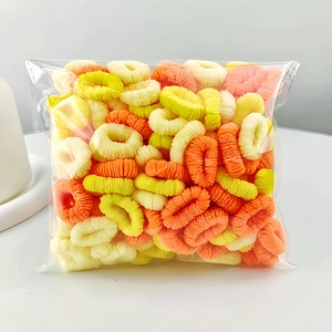 Colorful elastic cotton hair ties for babies in assorted colors packed in a clear bag
