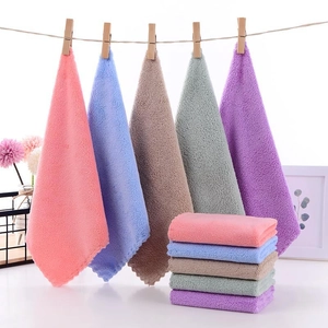 Soft coral fleece microfiber towels in pastel colors for face washing and home cleaning