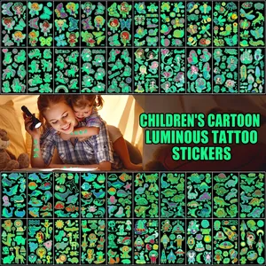 Water Transfer Paper Luminous Kids Temporary Tattoo Stickers Glow In The Dark Waterproof Cartoon Dinosaur Unicorn Space