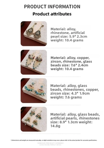 Detailed view of bohemian floral drop earrings with pearls, zircons, and tassels