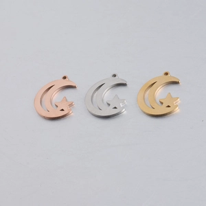 Detailed comparison of hollow moon and star charms in rose gold, silver, and gold finishes