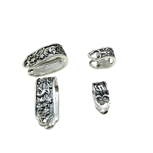 Ethnic tibetan silver vintage floral engraved charm holders for DIY jewelry making
