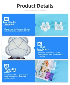 Detail of eco-friendly flexible silicone mold for DIY flower coaster and resin storage box