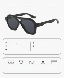 Detailed technical diagram of pilot sunglasses showing 31.6g weight and precise dimensions