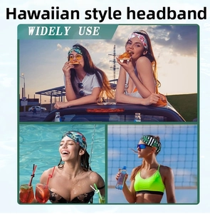 Bohemian knotted headbands for travel, swimming, and fitness use in three lifestyle scenes
