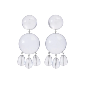 Minimalist transparent resin drop earrings with silver pins and clear round beads