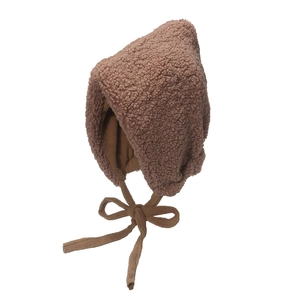 Plush Lambswool Earflap Hat Winter Warm Windproof Trapper Hat With Lace Up Ribbon For Women Cute Soft Fleece