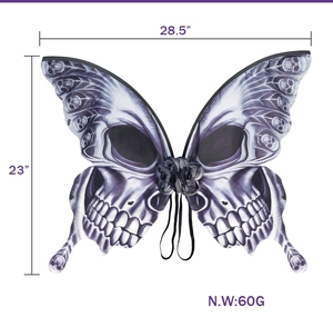 Detailed size map of butterfly skeleton wings showing dimensions 28.5 x 23 inches