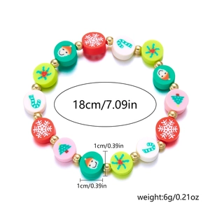 Detail von Weihnachts-Polymer-Ton-Armband mit Weihnachtsmann-Motiven und 18cm Maßen