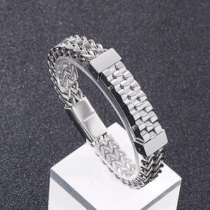 Herren Armband Edelstahl Hip Hop Industrial Stil Uhrenarmband Kette Geflochtenes Netz Metall Handschmuck