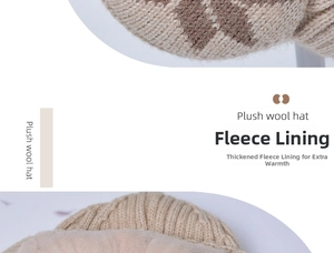Detail van gebreide muts met zachte pluche voering voor extra warmte en windbescherming
