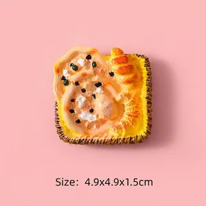 Detail of dog-themed resin toast fridge magnet accessory, dimensions 4.9x4.9x1.5cm