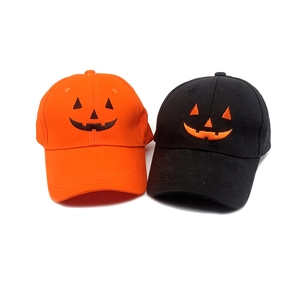 Halloween Funny Pumpkin Smile Embroidery Baseball Cap Adjustable Cotton Duck Tongue Hat For Men Women Party Costume Accessory