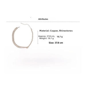 Detail showing dual-style choker with cubic zirconia and copper link chain specs