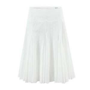 Elegante gonna bianca ricamata a vita alta in stile midi dal design minimalista
