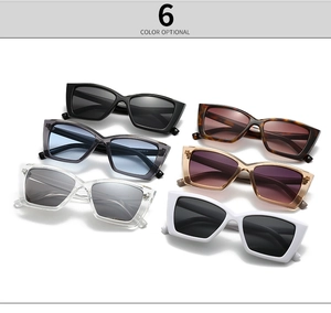 Flat lay of retro square sunglasses in six diverse colors including tortoise and clear
