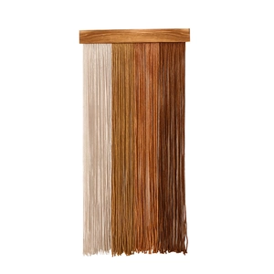 Bohemian wall hanging tapestry with three-color gradient fringe and solid wood beam