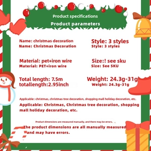 Détail macro des spécifications de la guirlande de Noël avec variantes de styles et taille