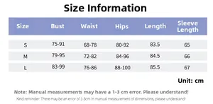 Detailed size chart for sexy double-layer mesh long sleeve dress with S-L measurements