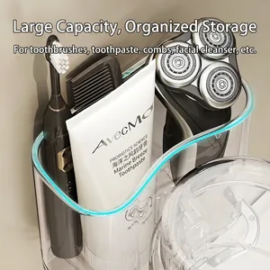 Transparent wall-mounted toothbrush holder for bathroom storage and organization