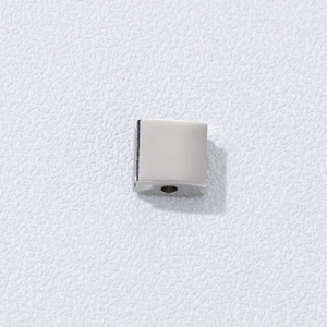 Polished silver stainless steel square bead with center hole for DIY jewelry making