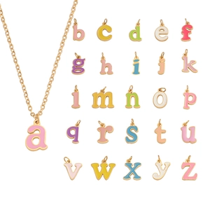 Alphabet Pendant Necklace Colorful Enamel Stainless Steel Gold Plated Dainty Initial Jewelry For Women Men