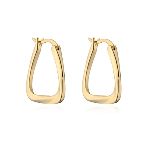Elegant geometric trapezoid gold-plated earrings with a sleek minimalist curved design
