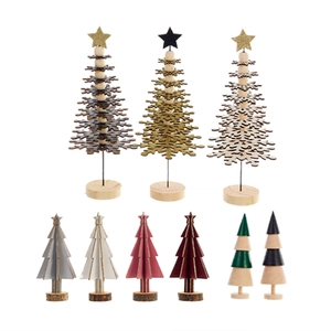 Mini wooden Christmas tree desktop ornaments in various colors for holiday home decoration