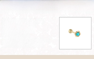 Detailed view of turquoise 18k gold plated sterling silver earring with dimensions