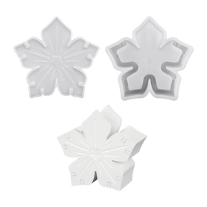 White silicone flower basket mold with cherry blossom design for DIY plaster crafts