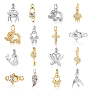 Animal Pendant Charms Copper Cubic Zirconia Elephant Turtle Butterfly Snake Cross For DIY Jewelry Making Necklaces Fashion