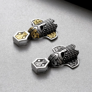 Pendentif casque guerrier hibou viking en acier inoxydable argent et or pour hommes