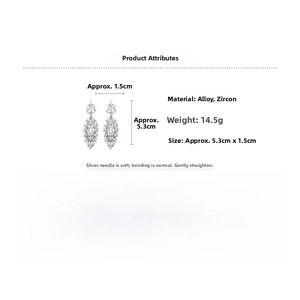 Detail specifications of tassel drop earrings with dimensions and material info