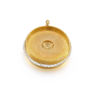 Minimalist round gold stainless steel pendant tray base for DIY jewelry making