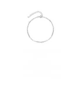 Detail of 925 sterling silver paperclip link bracelet with S925 hallmark and lobster clasp