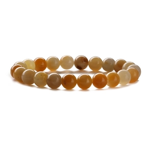 Elastic mixed natural stone beaded bracelet with 8mm yellow-brown rounded gemstones